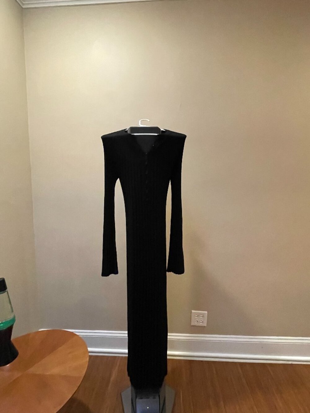 LouLou Studio Black Ribbed Knit Maxi Dress- | Size M | Minimalist Luxury